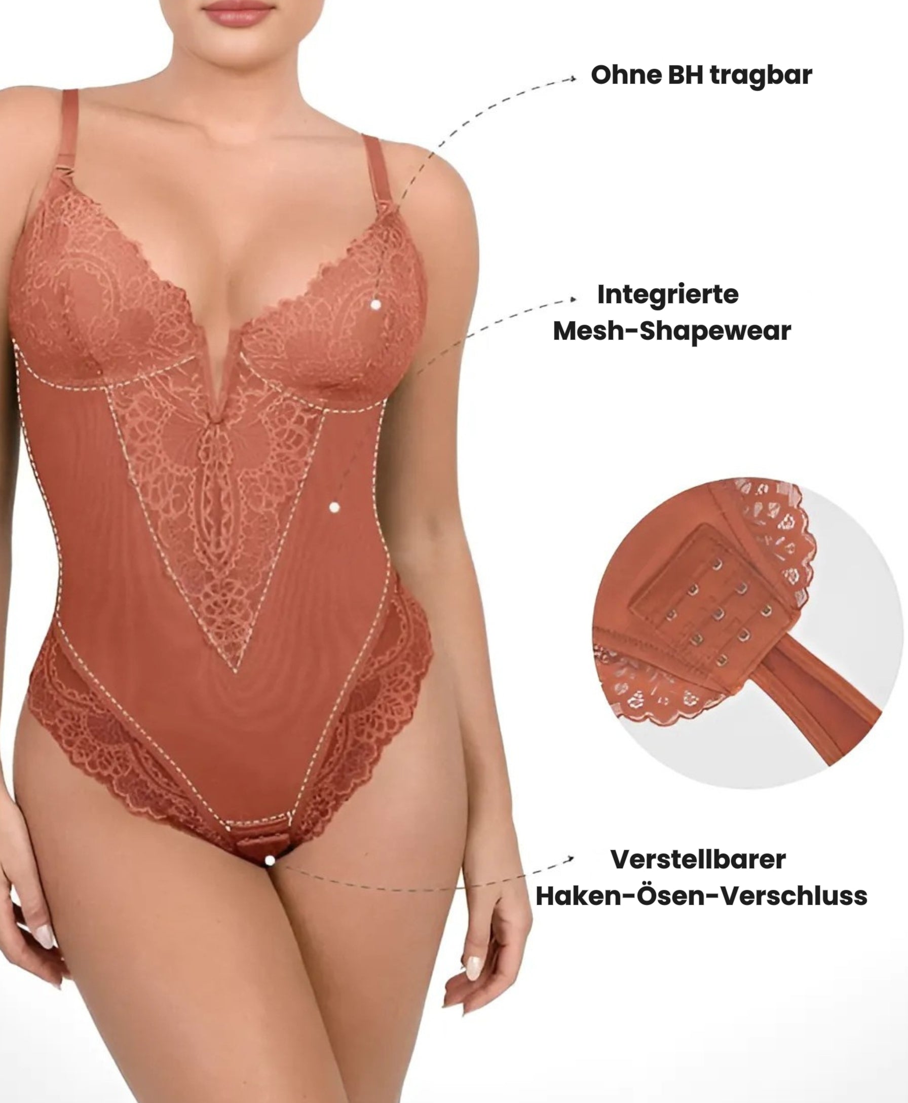 V-Neck Half-Lace Bodysuit