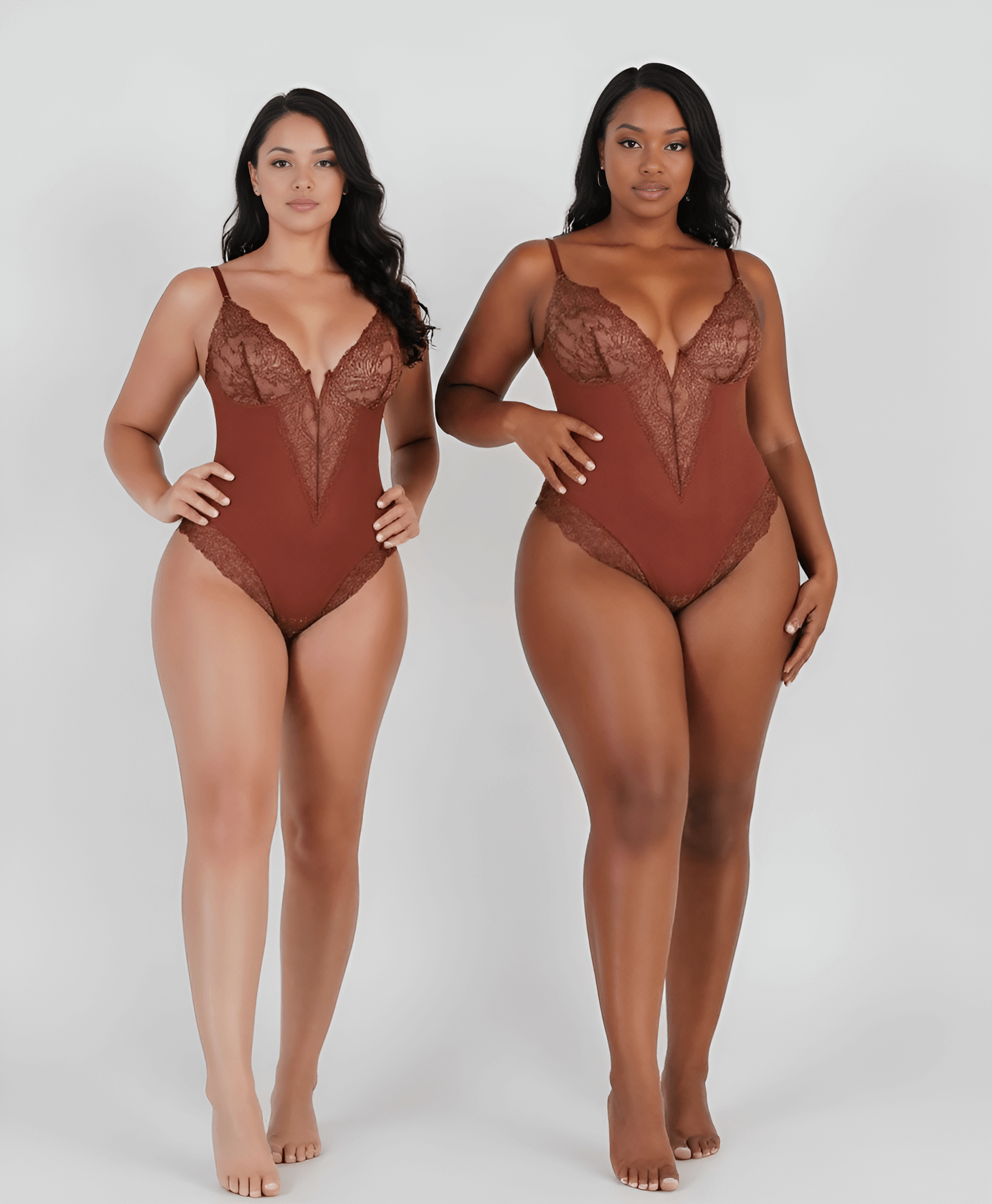 Half-lace shapewear bodysuit