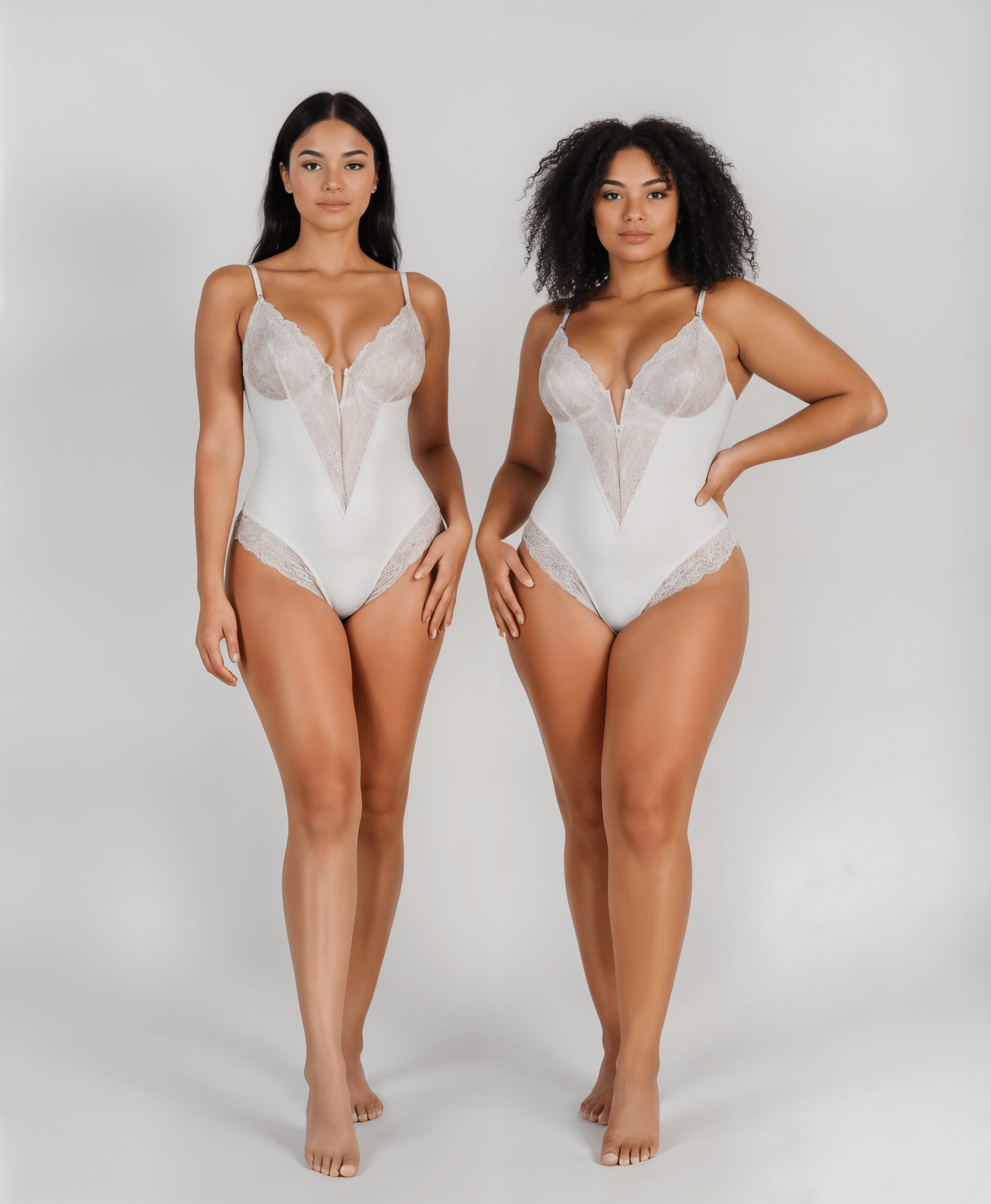 Half-lace shapewear bodysuit